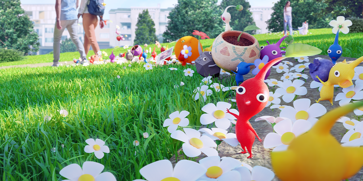 ピクミンと歩く公園の風景